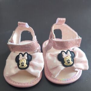 Disney Baby Minnie Mouse Pink Glitter Bow Sandals